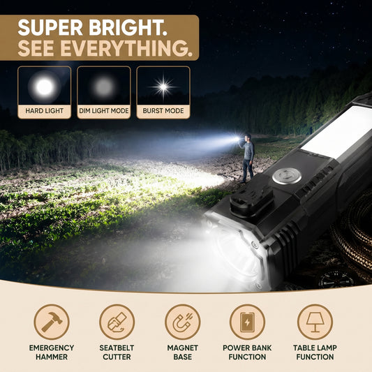 8 in 1 Portable Rechargeable Torch LED Flashlight