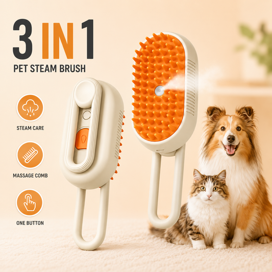 Steam Brush for Dog Cat 3 in 1 Water Brush for Dogs Silicone Massage Dog Comb Electric Multifunctional Water Brush Spa for Dogs USB Rechargeable Steamy Brush for Pets