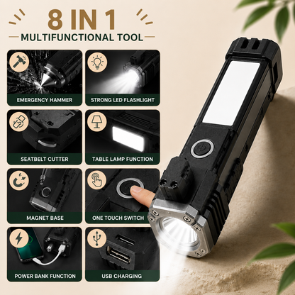 8 in 1 Portable Rechargeable Torch LED Flashlight